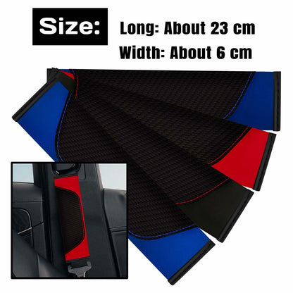 MVJAA Carbon Fiber Leather Seat Belt Covers, Thickening Pad, 2 Pack Black