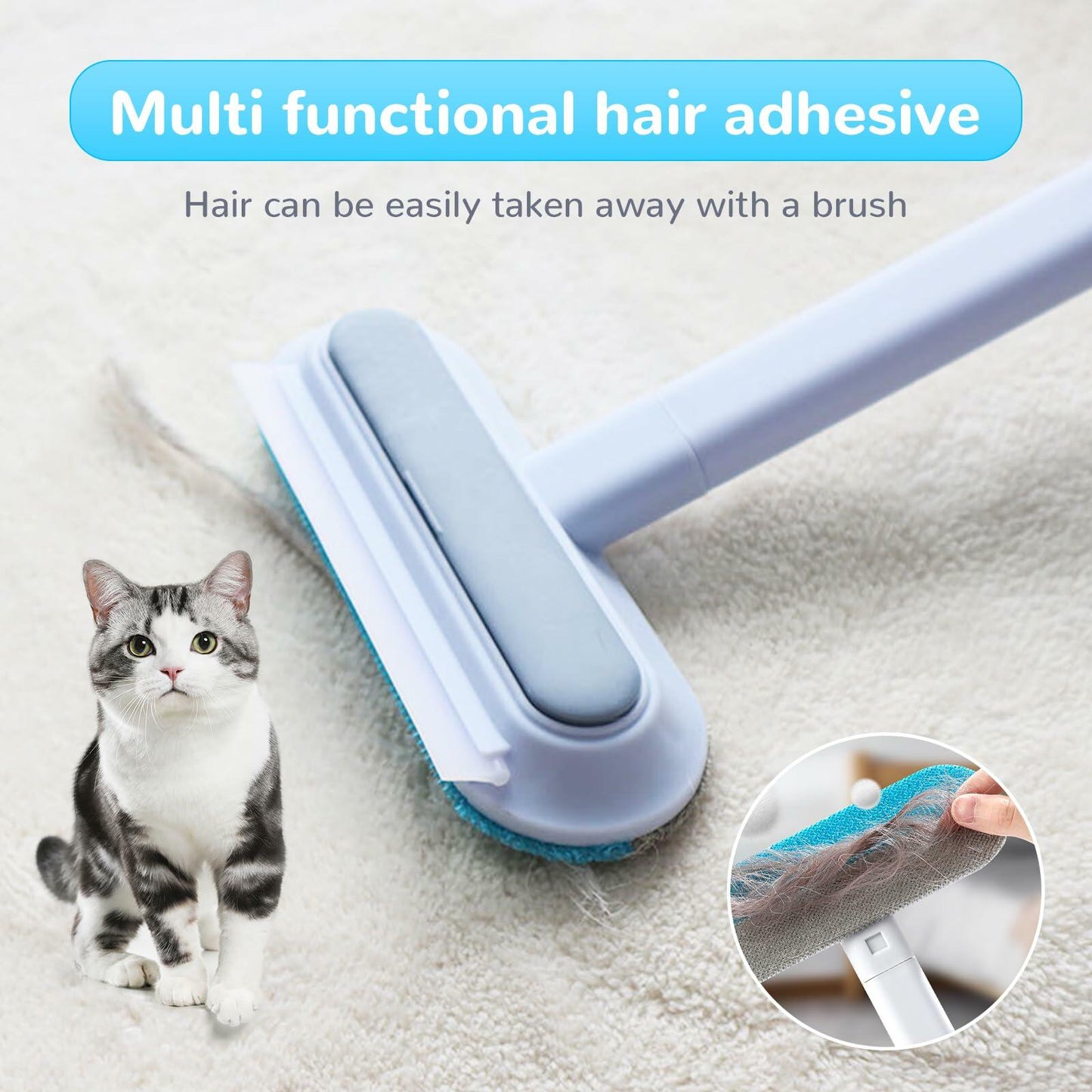 Generic Pet Hair Remover Glove 4-in-1 Brush 17in Handle Black Ergonomic Grip