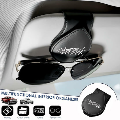 TSTESE Car Sunglass Holder Tesla Cybertruck 2024-2025 Leather White Organizer