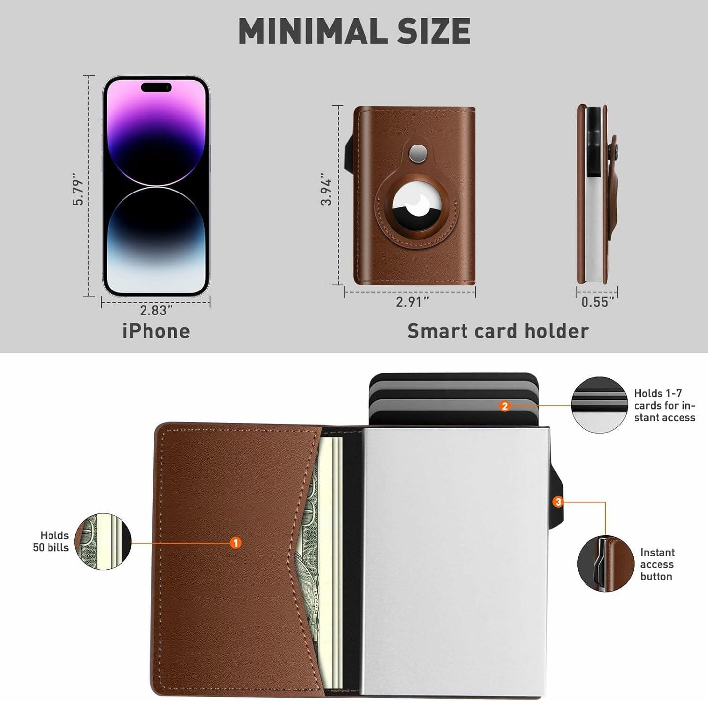FLETUTE Slim Wallet for Men Pop-Up Credit Card Holder RFID Bifold