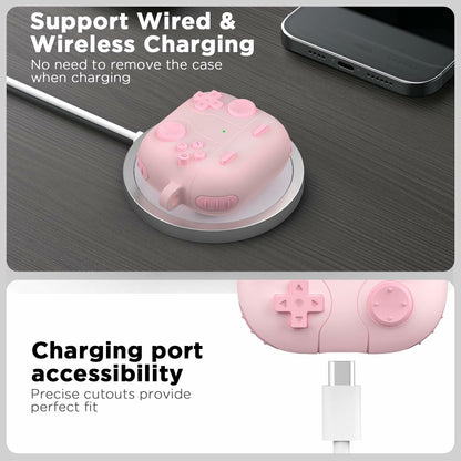 AirPods 4th Gen Case Shockproof Silicone with Cleaner Kit & Keychain Pink