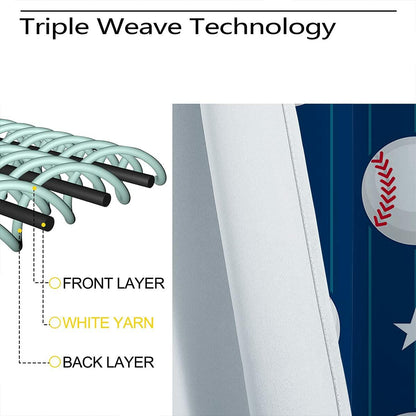 Baseball Blackout Curtains American Flag Thermal Rod Pocket 63x63in ✅