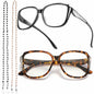 Yiwaeye Oprah Style Oversized Reading Glasses +1.5 with Chain Black/Tortoise