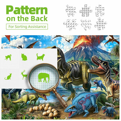 MINIWAN Dinosaur Floor Puzzle 200 Pieces Colorful Jurassic Park 19x13 in