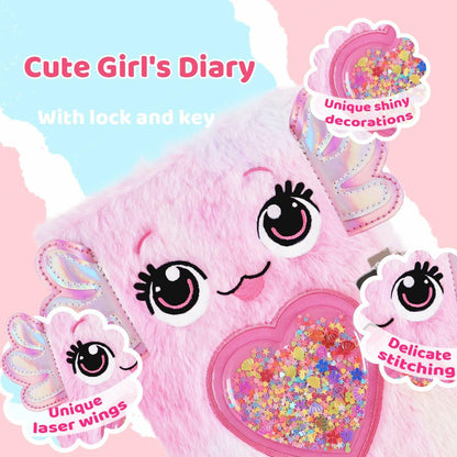 PrinBarBee French Bulldog Diary with Lock Plush 160 Pages Multicolor Pen