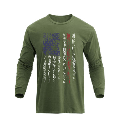 H HYFOL Men's 1776 Independence Day USA Flag Long Sleeve Tee White Size 4XL
