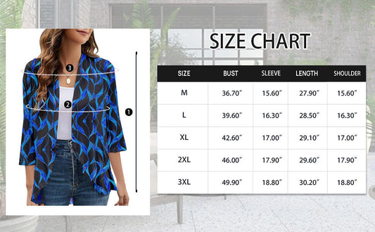 IsPICK Women’s Cardigan Lightweight Summer Flower Ruffles Striped Blue Black L