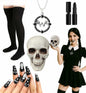 Swooflia 5PCS Women’s Halloween Costume Accessories Set Skull Necklace