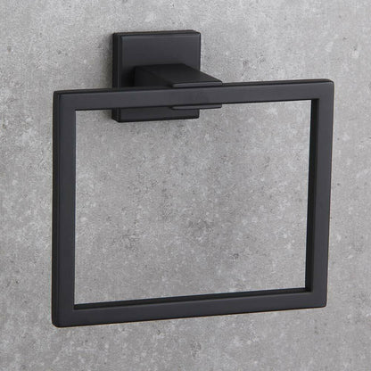 BEIGEEWY Stainless Steel Towel Ring – Wall Mount, Black, Heavy Duty