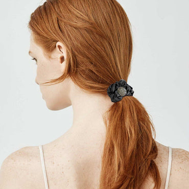 Generic Silk Hair Scrunchies for Women Black Elastic Satin Hair Ties