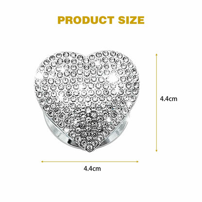 Heart-Shaped Car Engine Start Button Cover Bling Interior Decor White