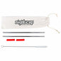 NightCap Straw Kit 2 Reusable Stainless Steel Straws w Brush Pouch Tips