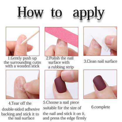 Short Almond Press-On Nails Red French Tip White Snowflake Fake Nails 24PCS