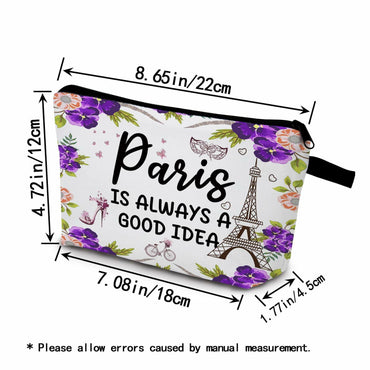YULUENZE Paris Makeup Bag Eiffel Tower Travel Cosmetic Zipper Pouch