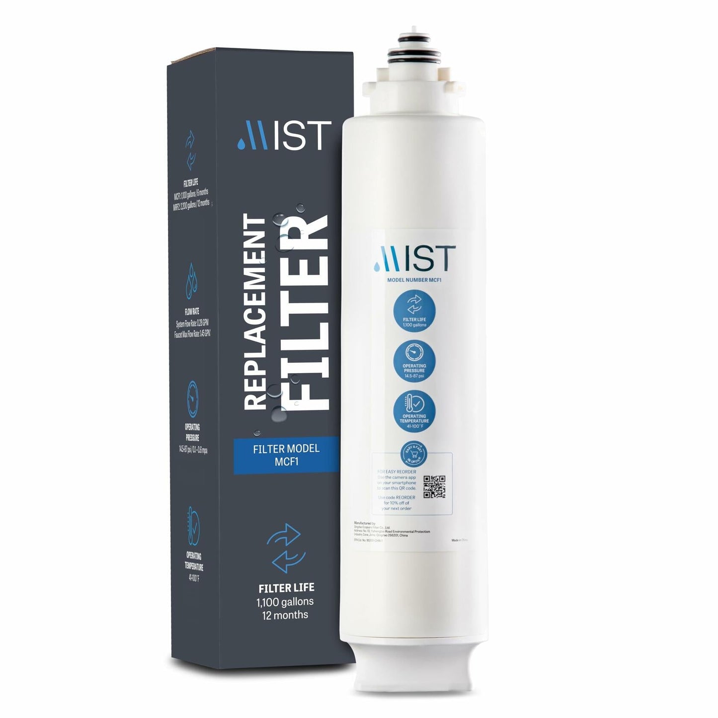 Mist Carbon Block Replacement Filter for MRO001 MRO002 Reverse Osmosis White