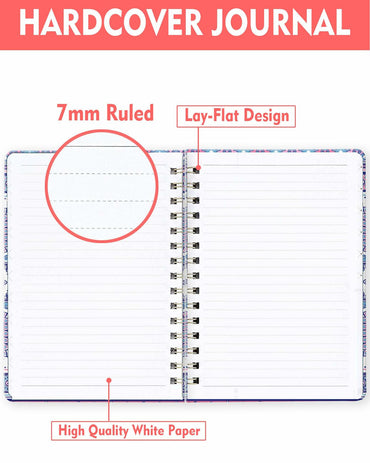 WLPFSAHF A5 Hardcover Spiral Journal Notebook Lined 120 Pages Bohemian