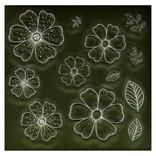 DDOUJOY Flowers Leaves Background Clear Silicone Stamps for Card Making