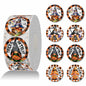 ZAEW Halloween Sticker Roll 500pcs 1.5" Round Colored Gnomes Decals