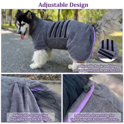 Periflowin Dog Drying Coat Bathrobe Towel Microfiber Blue-1 Size M