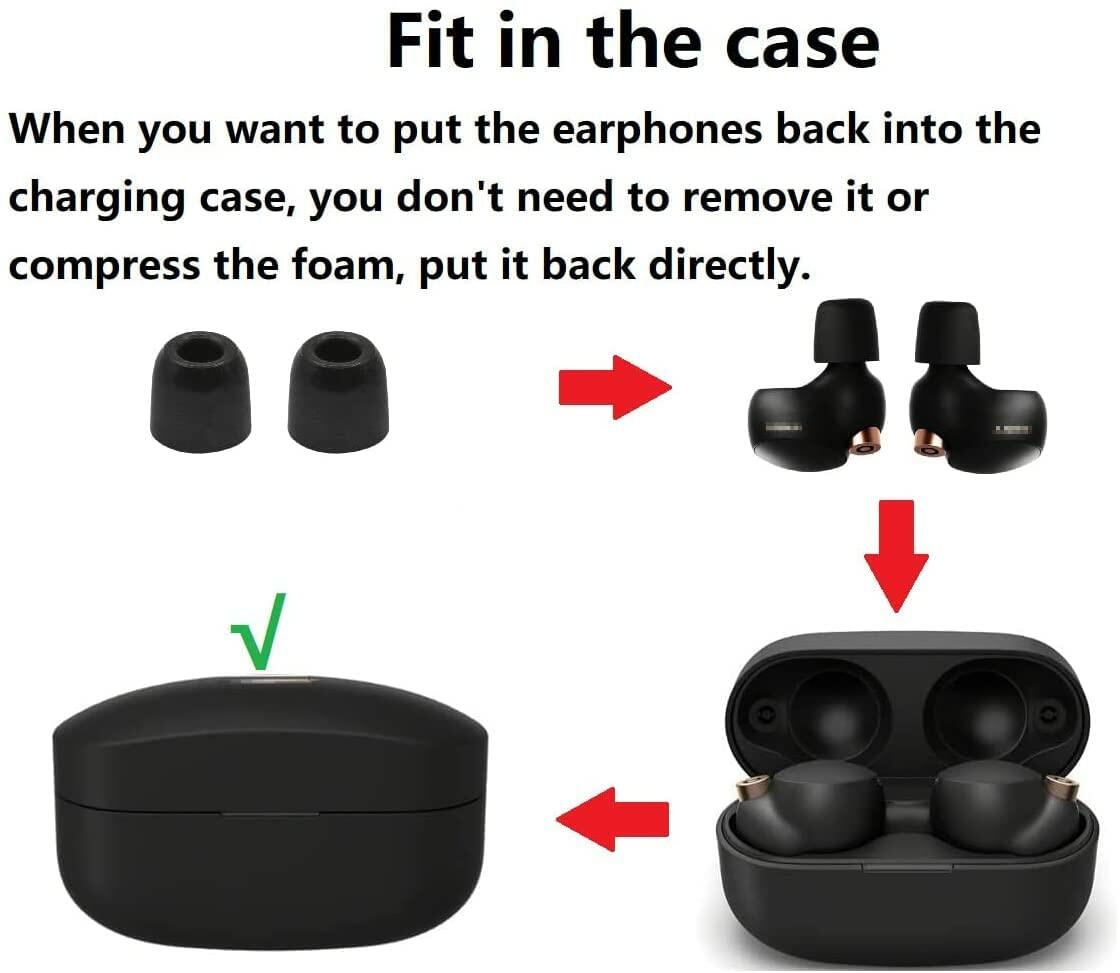 BLLQ Memory Foam Earbud Tips Replacement Eartips for Sony S M L 6 Pairs