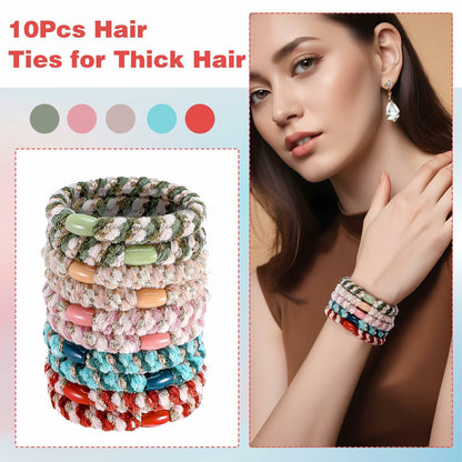 Beaded Ponytail Holder, Cute Hair Ties for Women, 10PCS Elasticity Ponytail
