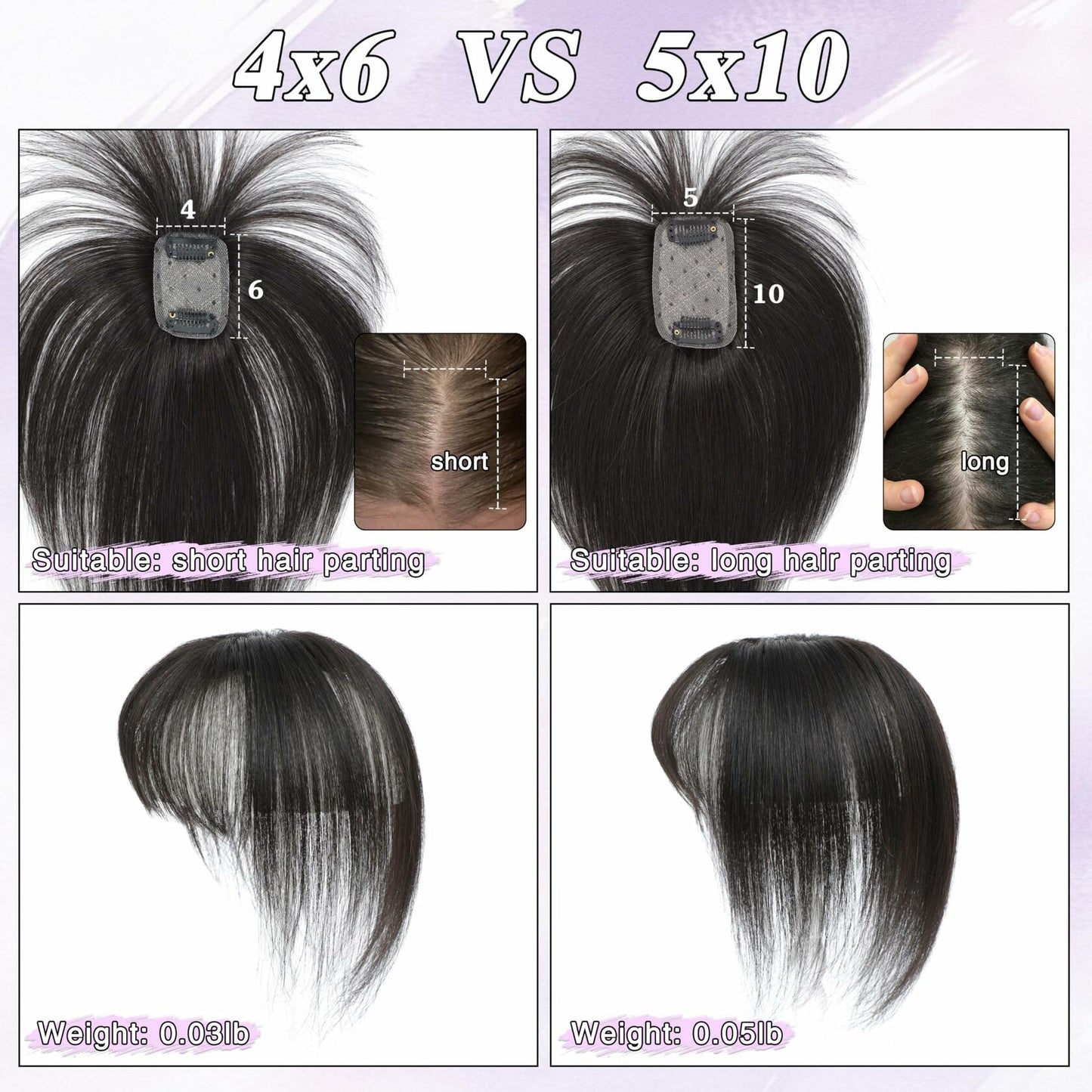 BUPPLER 360° 3D Hair Topper with Bangs for Thinning Hair 5x10 Brown Black