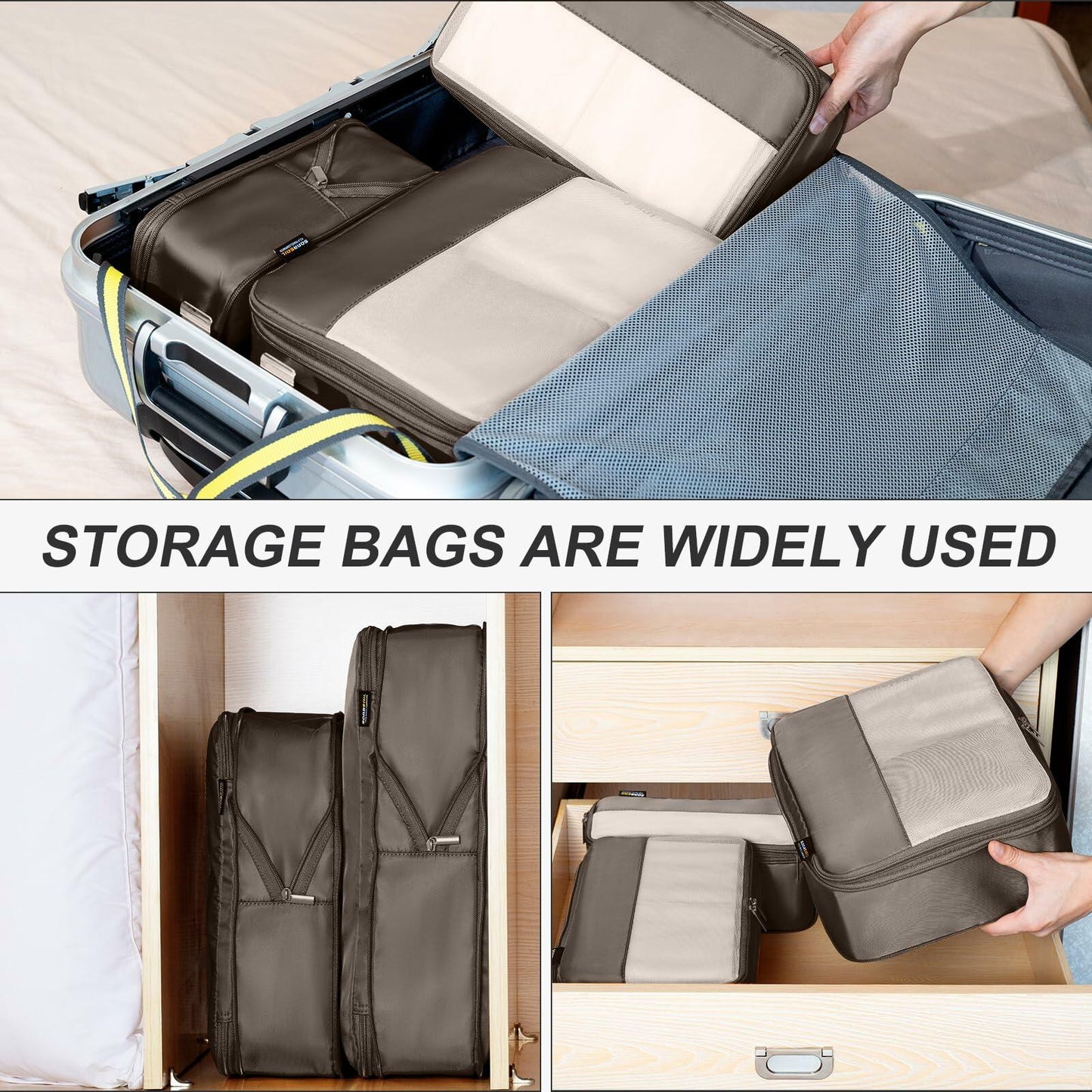 SOARSAIL Compression Packing Cubes 6 Pack Travel Organizer Charcoal Gray