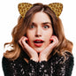 IGMaryBox Cat Ears Headband Black Velvet Leopard Print Animal Hairband