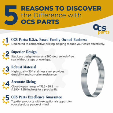 OCS Parts Oetiker Ear Clamps 167 Series 304 Stainless Steel 38.5mm 10 Pack