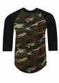 Shaka Wear Baseball Raglan Shirt 3/4 Sleeve Camo Green/Black Size M