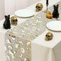 Sioloc Halloween Table Runner Gold Foil Witch Bat Pumpkin Sheer Polyester