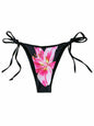 Verdusa Women's Boho Floral Thong Bikini Bottom Tie Side Black Size S