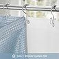 YellyHommy No Hook Shower Curtain Snap Liner Set Cyan 87x72