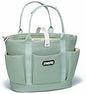 ZHMOPRO Large Canvas Laptop Tote Bag with Compartments & Inner Cup Holder Light Green