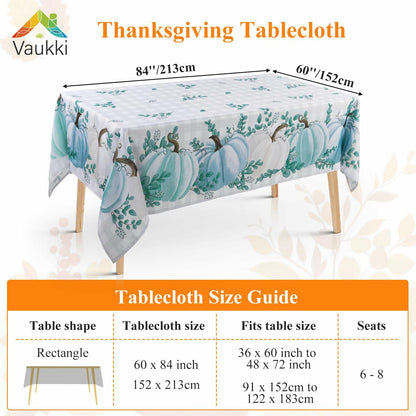 Vaukki Waterproof Fall Tablecloth Pumpkin 60x84 Inch Autumn Decor