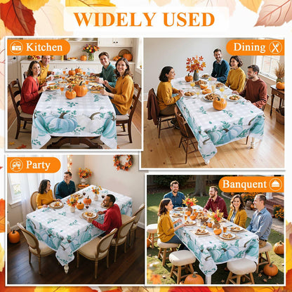 Vaukki Waterproof Fall Tablecloth Pumpkin 60x84 Inch Autumn Decor
