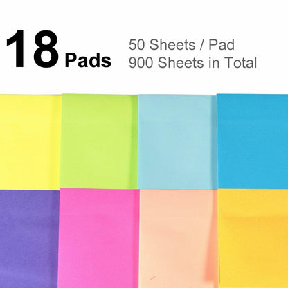 Yamlnke Sticky Notes 3x3in Self-Stick Pads 8 Bright Colors 18 Pads