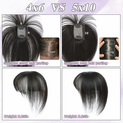 BUPPLER 360° 3D Hair Topper with Bangs for Thinning Hair 4x6 Brown Black-1B