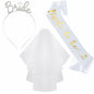 Apone Fatu 3 Pcs Bride Crown Headband Sash Veil Bachelorette Party Gold