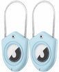 TUXON Airtag Holder Keychain with Wire Cable Blue 2 Pack Secure Lock Case