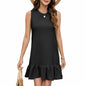 ZLIGXEA Women's Sleeveless Crewneck Ruffle Sundress Casual Summer Dress