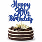 Gyufise Happy 30th Birthday Cake Topper Glitter Blue 1Pc