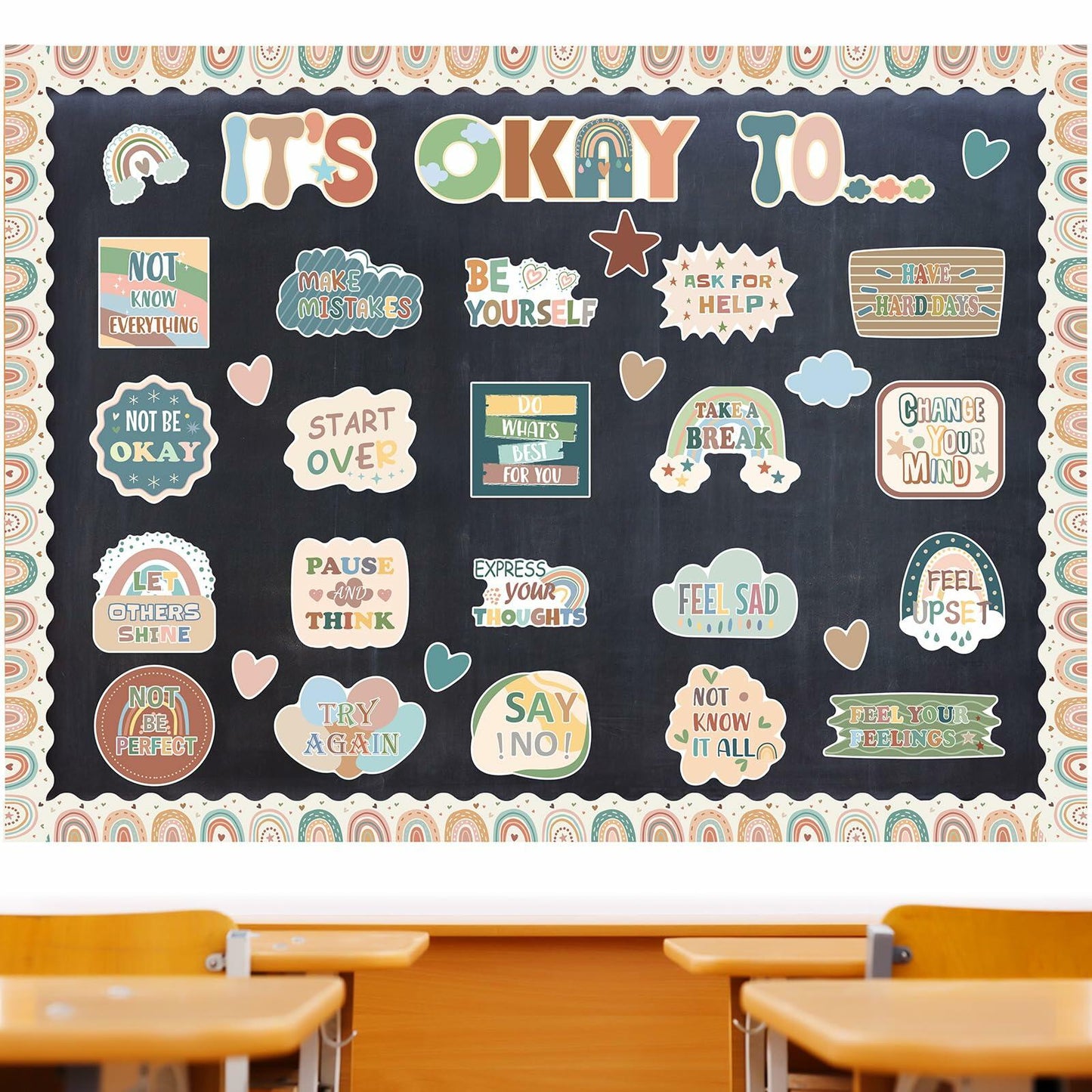 Weekgrat 65 Pc Affirmation Station Motivational Bulletin Board Set Groovy Style
