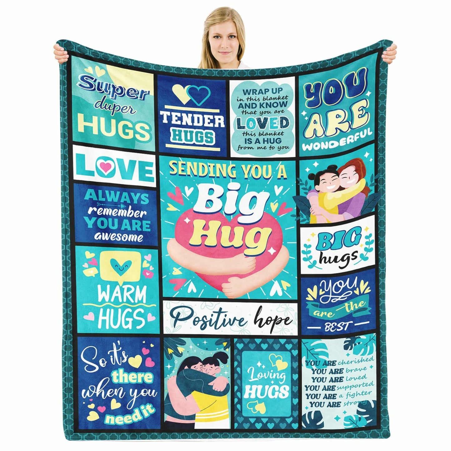 HEIFAM Inspirational Healing Hug Blanket Green 60x80 Size 80x60