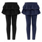 HoeVou Girls Leggings with Skirt Ruffle Pants Black Navy Blue Size 7-8 Years