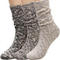 3 Pairs Women Winter Wool Cable Knit Crew Knee High Socks Acrylic Blend B03