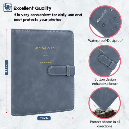 Tugle 256 Pockets Photo Album for Polaroid Instax Mini Cameras Dark Blue