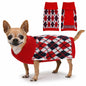 KCFESTIHUE Dog Sweater Plaid Knit Turtleneck Pullover Winter Red Blue S