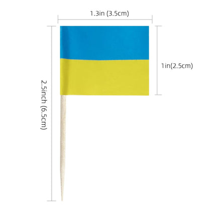 Foocal Cake Topper Flags Ukraine US Paper 1.3x1in 200pcs with Toothpicks