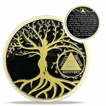 28 Year Sobriety Coin Gold Tree of Life AA Chip Token Size 1-40